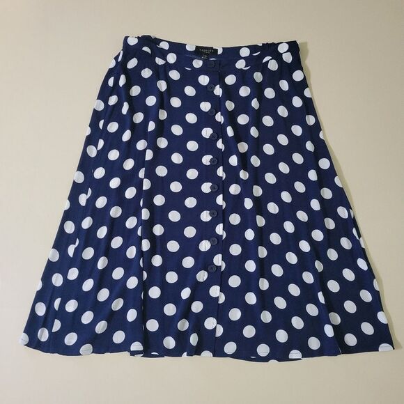 Talbots Navy Dotty Print Midi Skirt - Picture 5 of 15